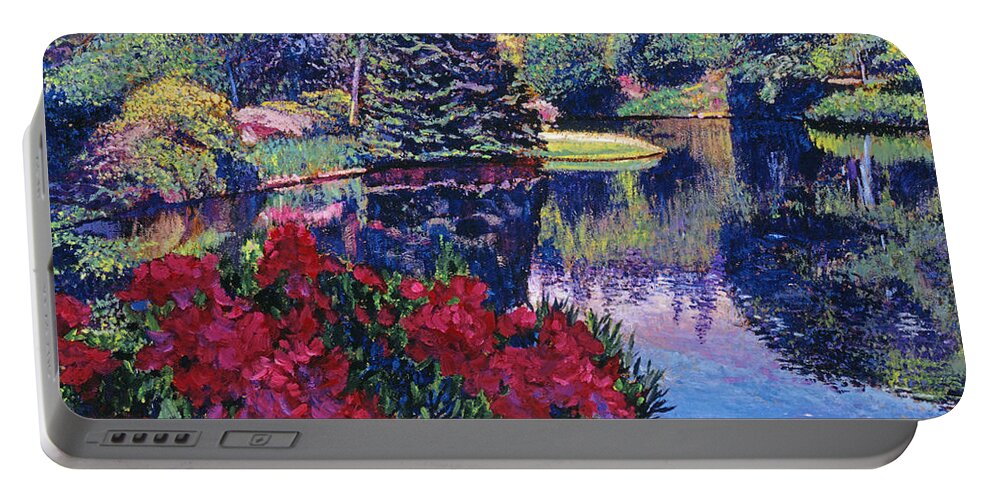 Landscape Portable Battery Charger featuring the painting Azaleas in Spring by David Lloyd Glover