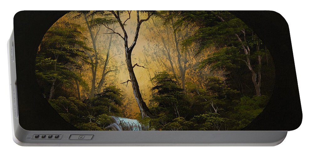 Landscape Portable Battery Charger featuring the painting Forest Brook by Chris Steele