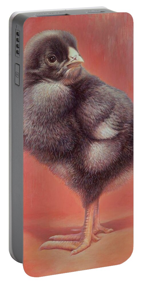 Chick Portable Battery Charger featuring the painting Baby Chick by Hans Droog