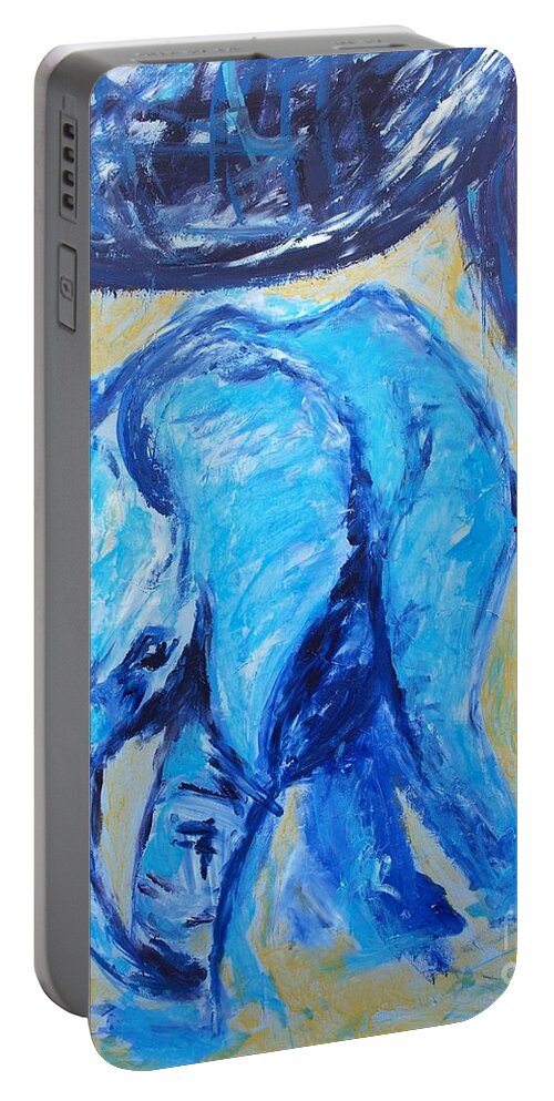 Elephant Portable Battery Charger featuring the painting Baby Elephant by Lidija Ivanek - SiLa