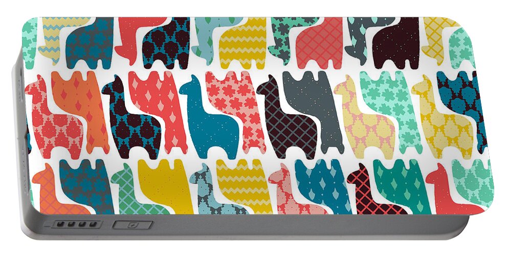 Llama Portable Battery Charger featuring the drawing Baby Llamas by MGL Meiklejohn Graphics Licensing