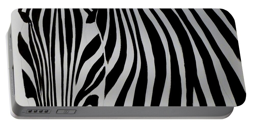 Zebra Portable Battery Charger featuring the painting Badzebra by Robert Francis