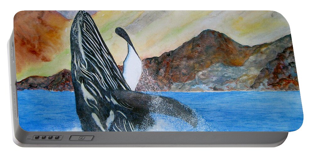 Humpback Whale Portable Battery Charger featuring the painting Baja Breach by Patricia Beebe