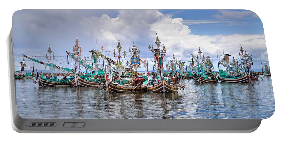 Travel Portable Battery Charger featuring the photograph Balinese Fishing Boats by Louise Heusinkveld