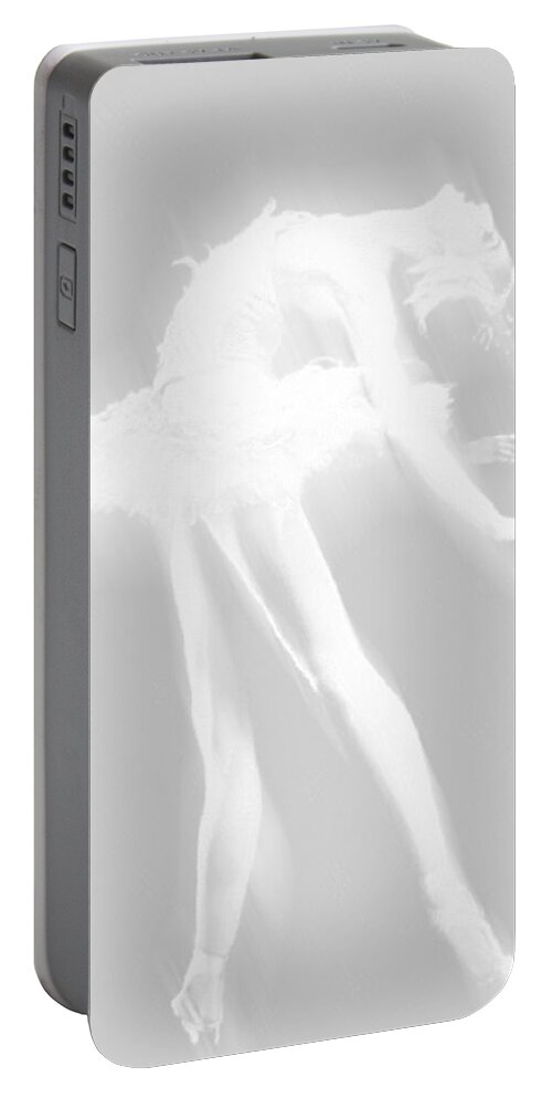 Dancer Portable Battery Charger featuring the painting Ballet Dancer Arched White on White by Tony Rubino