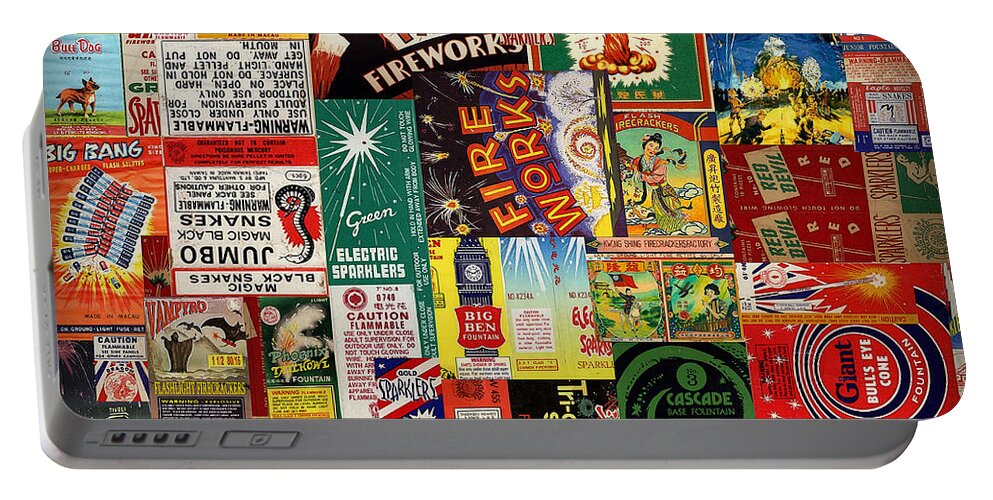 Fireworks Portable Battery Charger featuring the digital art Bang by Russell Pierce