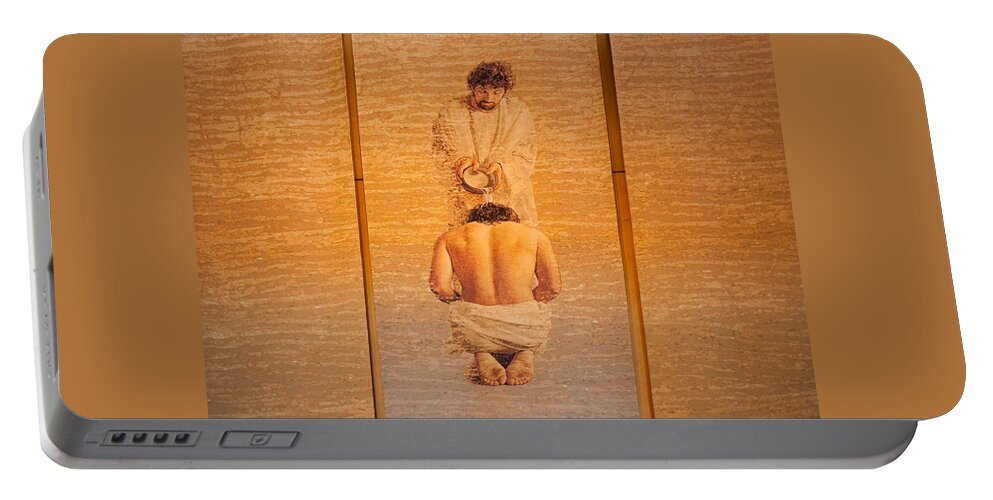 Baptism Of Jesus Portable Battery Charger featuring the photograph Baptism of Jesus by Saint John the Baptist - Cathedral of Our Lady of the Angels Los Angeles by Ram Vasudev