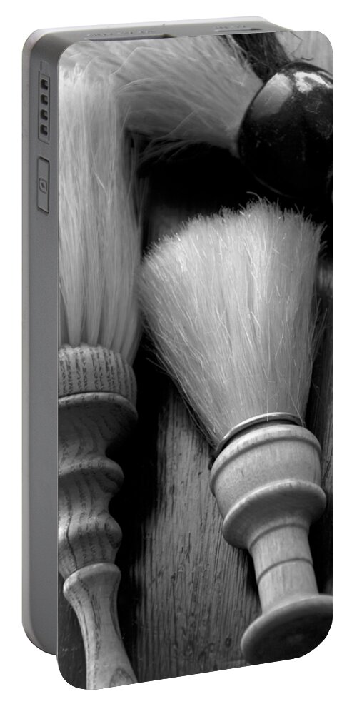 Barber Portable Battery Charger featuring the photograph Barber Shop 13 BW by Angelina Tamez