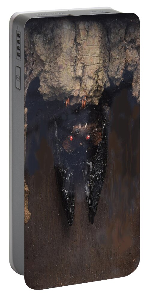 Bat Portable Battery Charger featuring the sculpture Bat in a Cave by R Allen Swezey