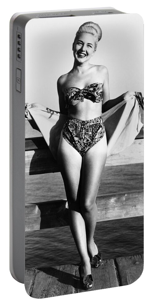 1949 Portable Battery Charger featuring the photograph Bathing Suit, 1949 by Granger