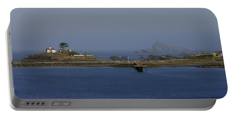 Battery Point Lighthouse Portable Battery Charger featuring the photograph Battery Point Lighthouse and Castle Rock by Betty Depee