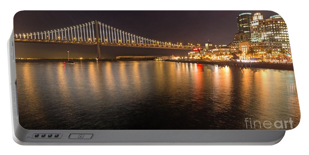 Bay Bridge Portable Battery Charger featuring the photograph Bay Bridge Lights and City by Kate Brown