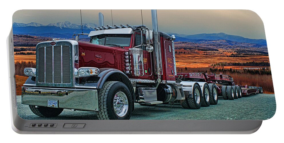Trucks Portable Battery Charger featuring the photograph B.C. Big Rig Weekend-Northside Transport CATR5063A-14 by Randy Harris
