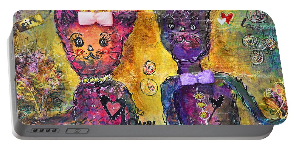 Cats Portable Battery Charger featuring the painting Be Mine by Claire Bull