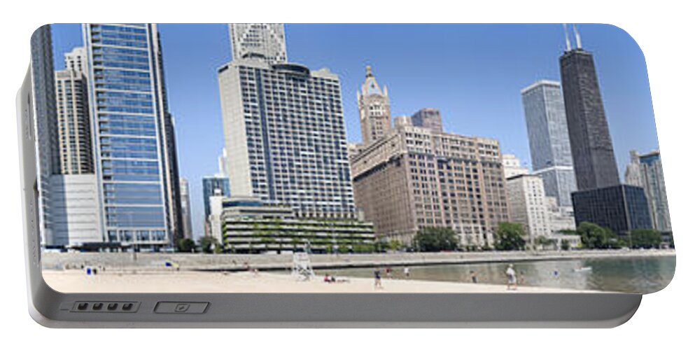 Photography Portable Battery Charger featuring the photograph Beach And Skyscrapers In A City, Ohio by Panoramic Images