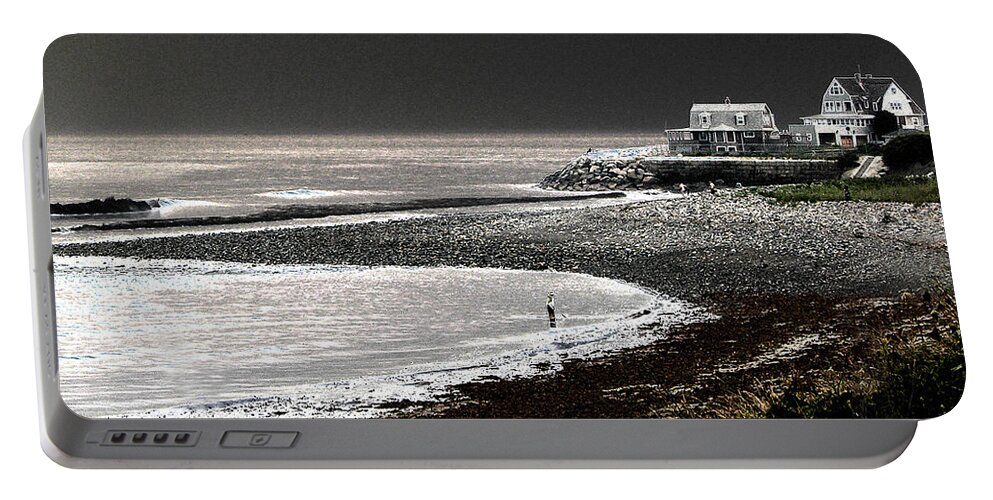 Hull Massachusetts Portable Battery Charger featuring the photograph Beach Comber by Ron White