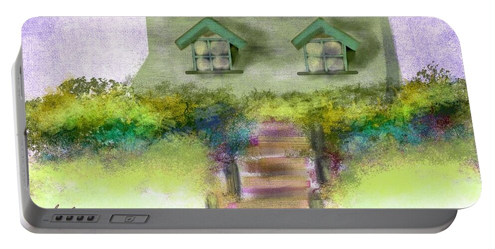 Beach Art Portable Battery Charger featuring the digital art Beach Cottage by Frank Bright