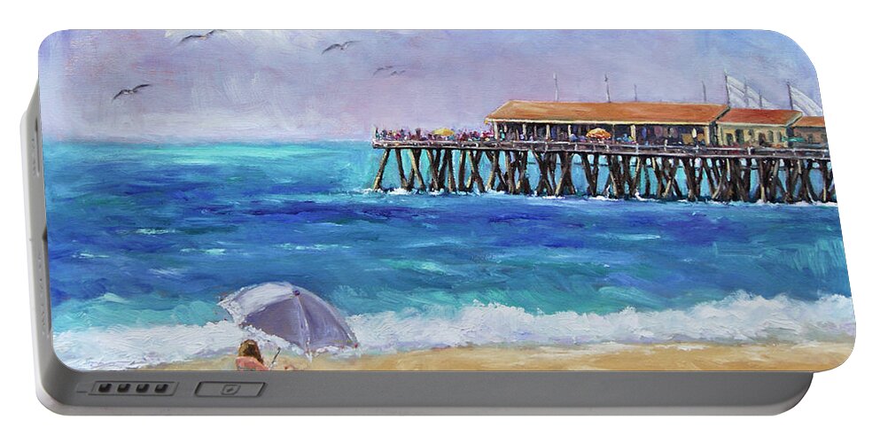 California Artist Portable Battery Charger featuring the painting Beach Day by Jennifer Beaudet