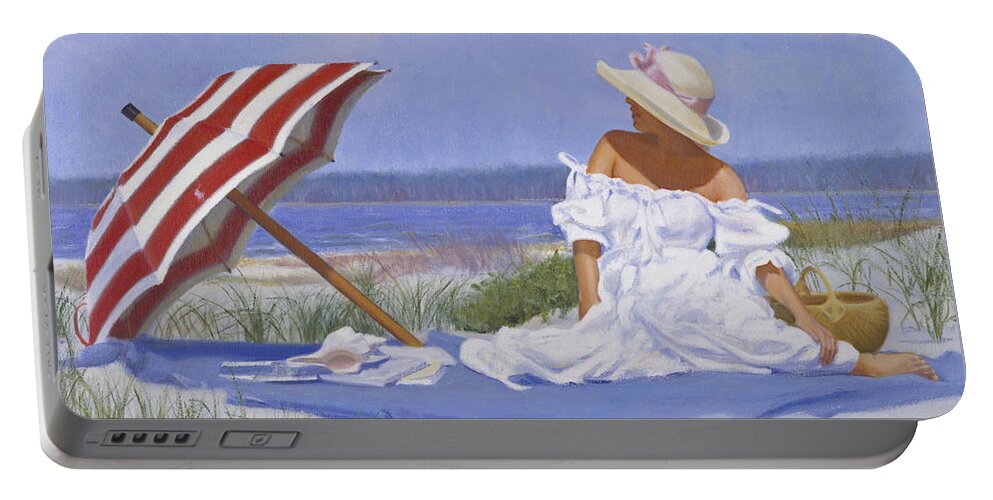 Impressionist Portable Battery Charger featuring the painting Beach Dreams by Candace Lovely