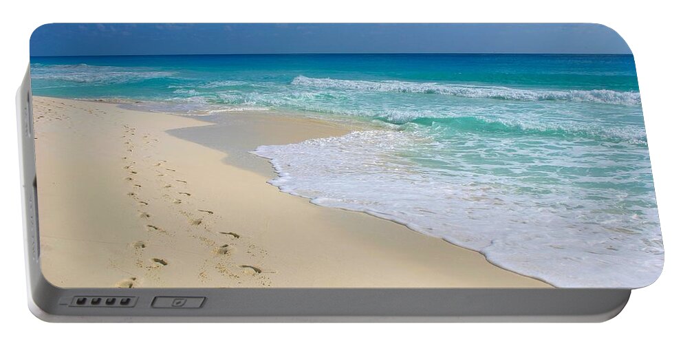 Beach Portable Battery Charger featuring the photograph Beach Footprints by Jane Girardot