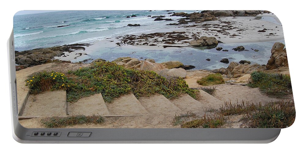 Beach Portable Battery Charger featuring the photograph Descending to the Beach Monterey by Debra Thompson