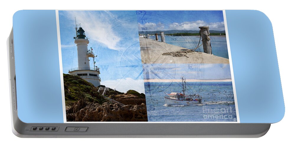 Fishing Portable Battery Charger featuring the photograph Beach Triptych 2 by Linda Lees