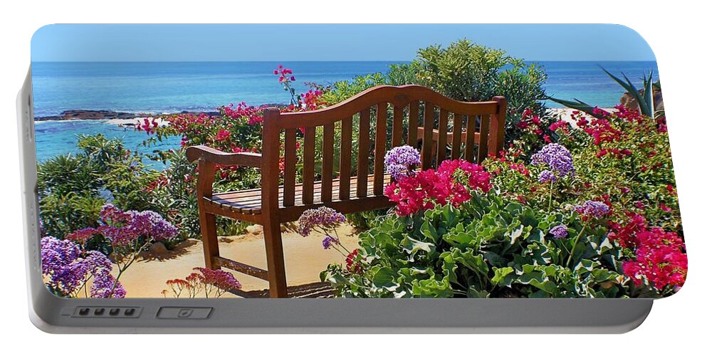 Bench Portable Battery Charger featuring the photograph Beach Viewing Bench by Jane Girardot