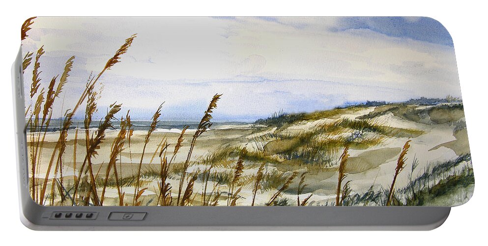Watercolor Portable Battery Charger featuring the painting Beach Watercolor by Julianne Felton