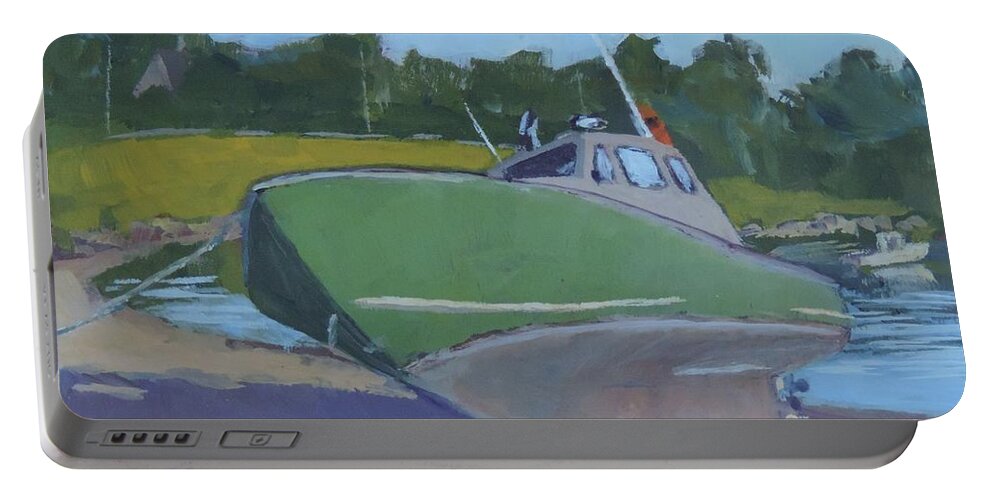 Plein Air Portable Battery Charger featuring the painting Beached - Art by Bill Tomsa by Bill Tomsa