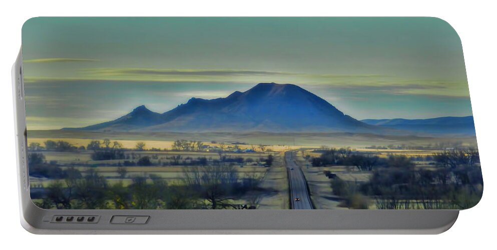 Bear Butte Portable Battery Charger featuring the photograph Bear Butte Surreal by Cathy Anderson