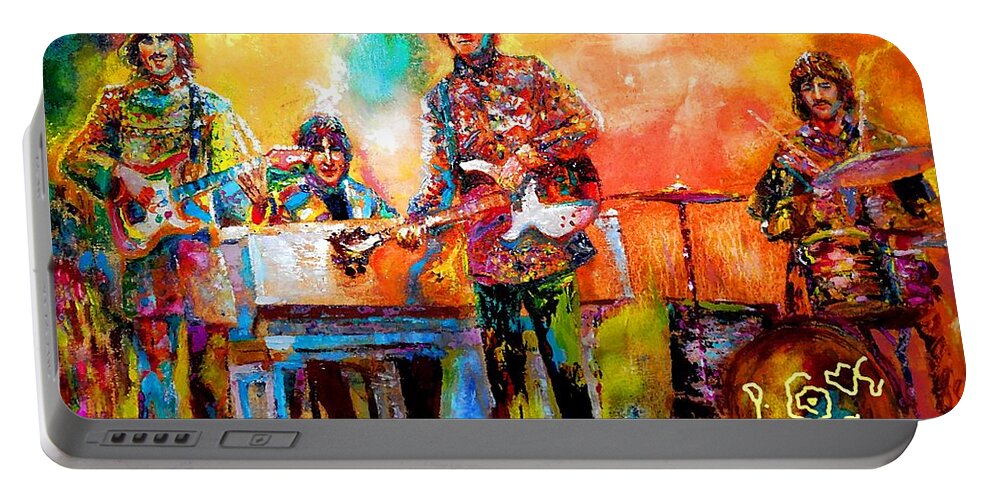 Beatles Portable Battery Charger featuring the painting Beatles Magical Mystery Tour by Leland Castro
