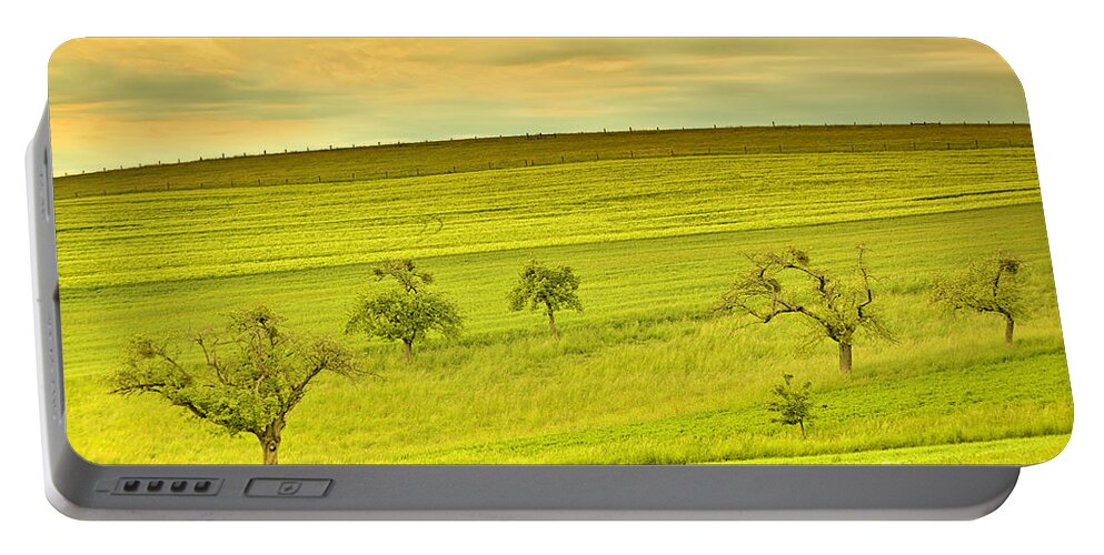 Green Portable Battery Charger featuring the photograph Beautiful landscape in the spring by Gina Koch