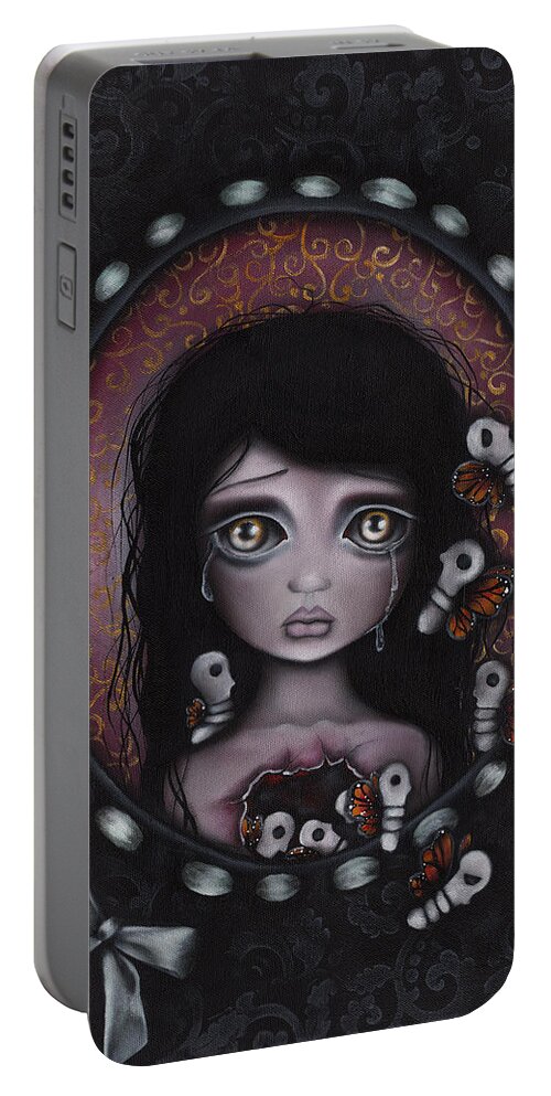 Skeleton Portable Battery Charger featuring the painting Beauty within me by Abril Andrade