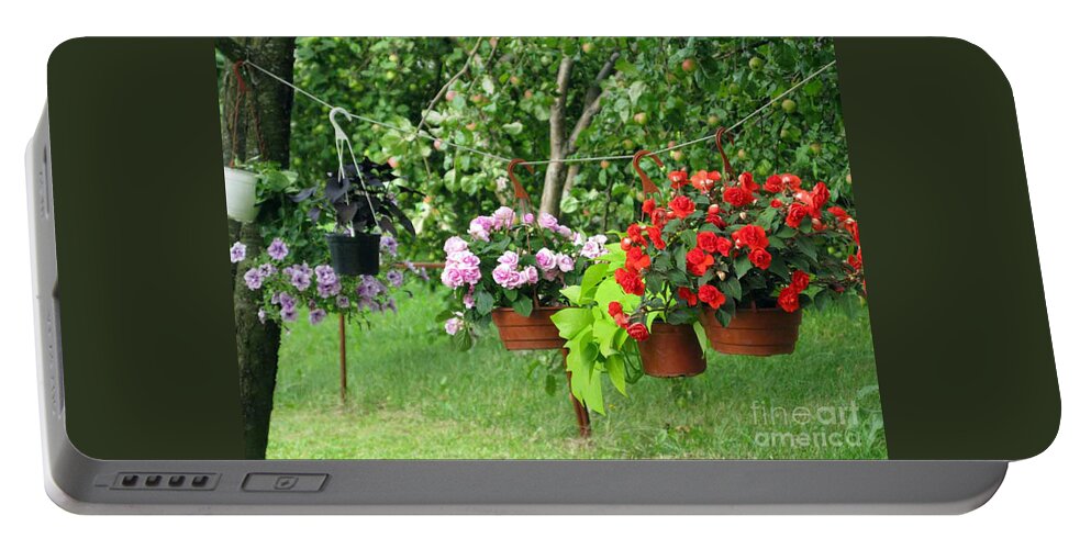 Flower Portable Battery Charger featuring the photograph Begonias On Line by Ausra Huntington nee Paulauskaite