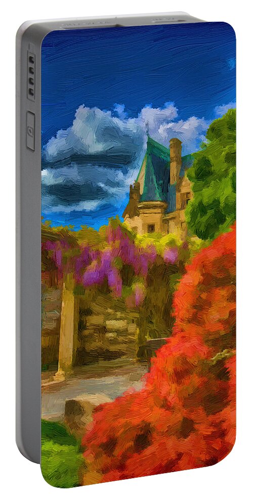Biltmore House Portable Battery Charger featuring the painting Behind the Biltmore by John Haldane