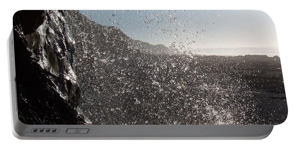Beach Portable Battery Charger featuring the photograph Behind The Waterfall by Richard Brookes