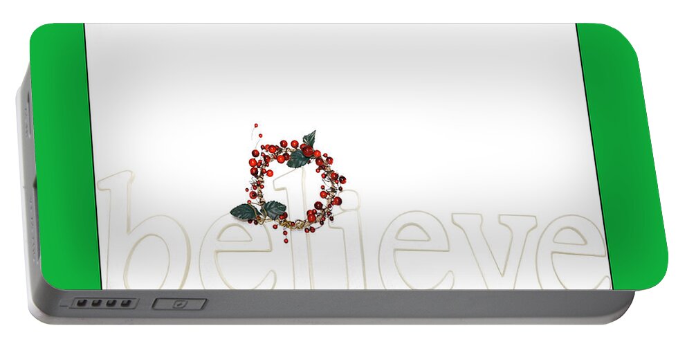 Believe Portable Battery Charger featuring the photograph BELIEVE Holiday Message by Jo Ann Tomaselli