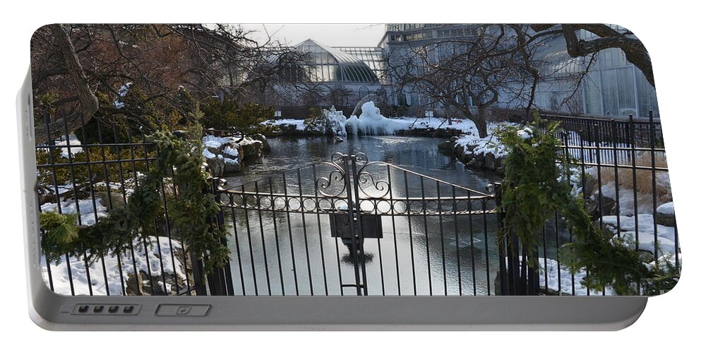 Detroit Portable Battery Charger featuring the photograph Belle Isle Conservatory Pond 1 by Randy J Heath