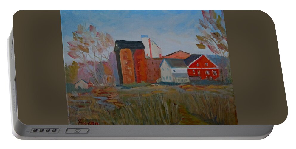 Pennsylvania Portable Battery Charger featuring the painting Benfield's Mill by Francine Frank