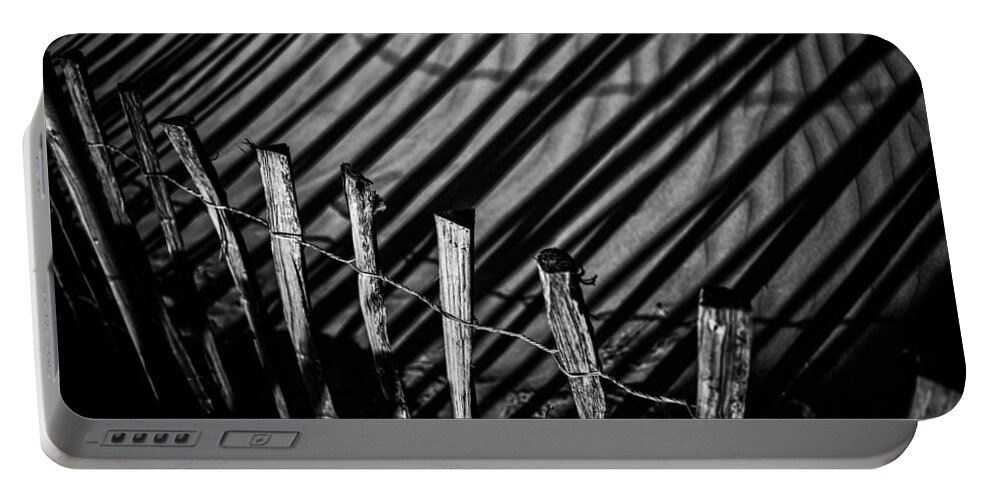 Benone Portable Battery Charger featuring the photograph Benone - Shadow Fencing by Nigel R Bell