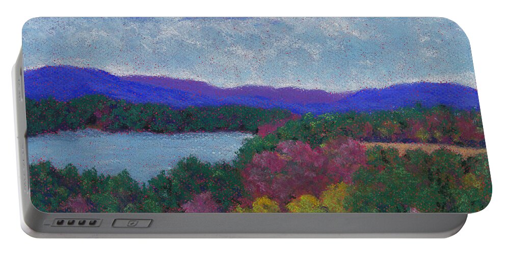 Berkshires Portable Battery Charger featuring the pastel Berkshires in Late October by Anne Katzeff