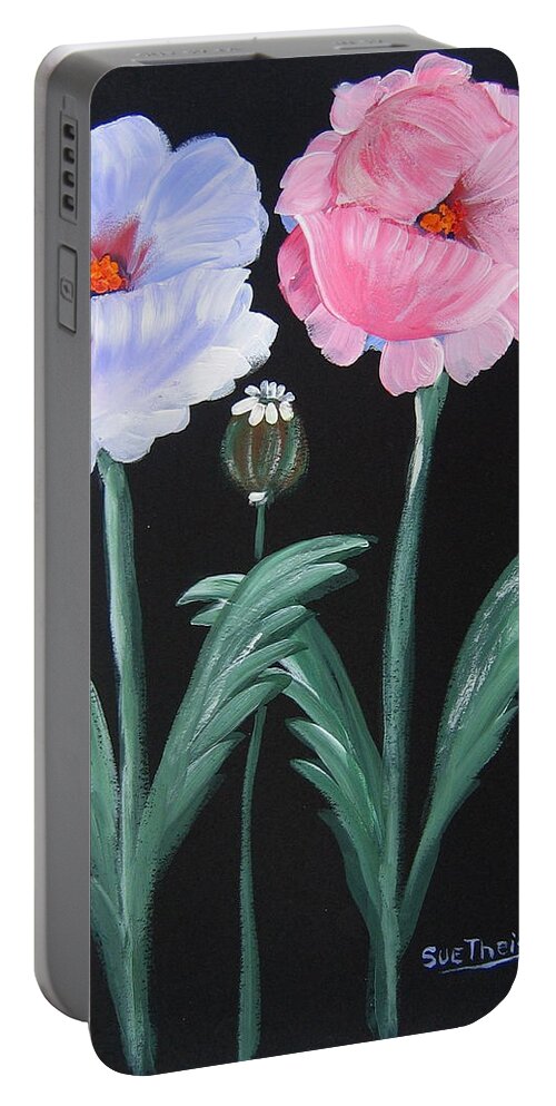 Flowers Portable Battery Charger featuring the painting Best Buds by Suzanne Theis