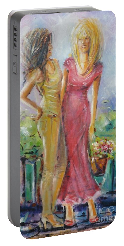 Women Portable Battery Charger featuring the painting Best Friends 171008 by Selena Boron