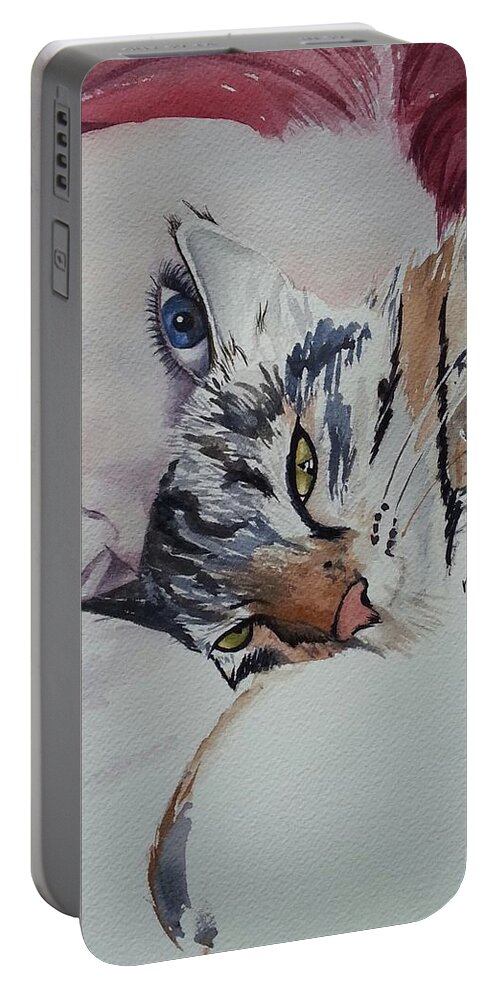 Maine Coon Portable Battery Charger featuring the painting Best Friends by Michal Madison