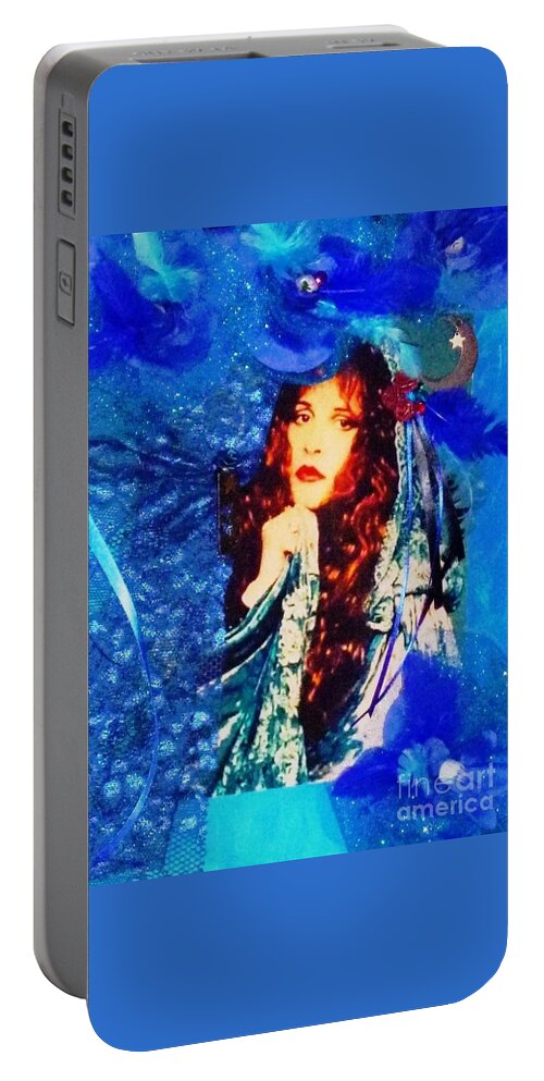 Stevie Nicks Portable Battery Charger featuring the painting BeWitched In Blue by Alys Caviness-Gober