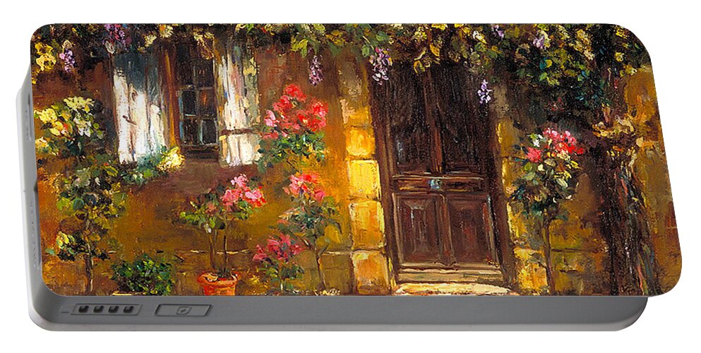 Door Portable Battery Charger featuring the painting Bienvenue a' Provence by Patsy Walton