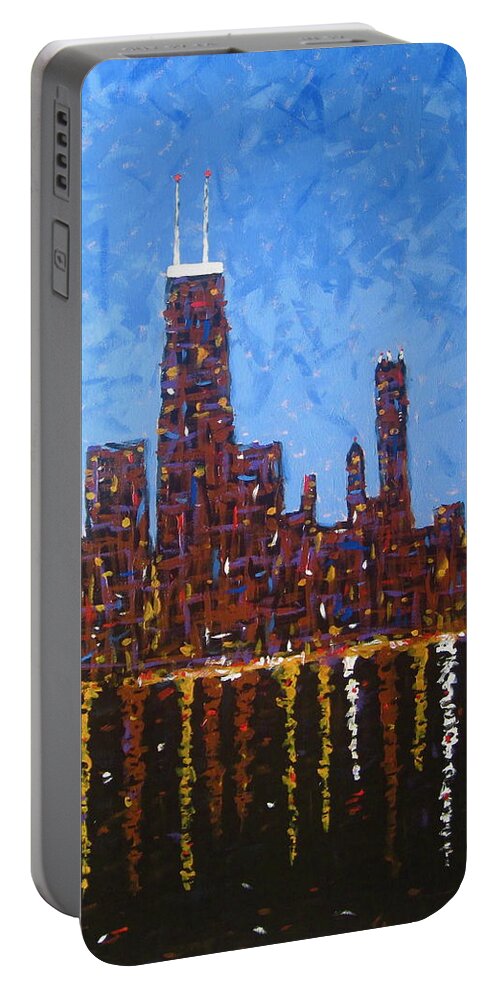 Chicago Portable Battery Charger featuring the painting Big John by J Loren Reedy