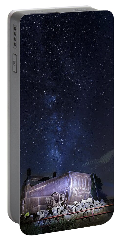 4250 Portable Battery Charger featuring the photograph Big Muskie Bucket Milky Way and a shooting star by Jack R Perry