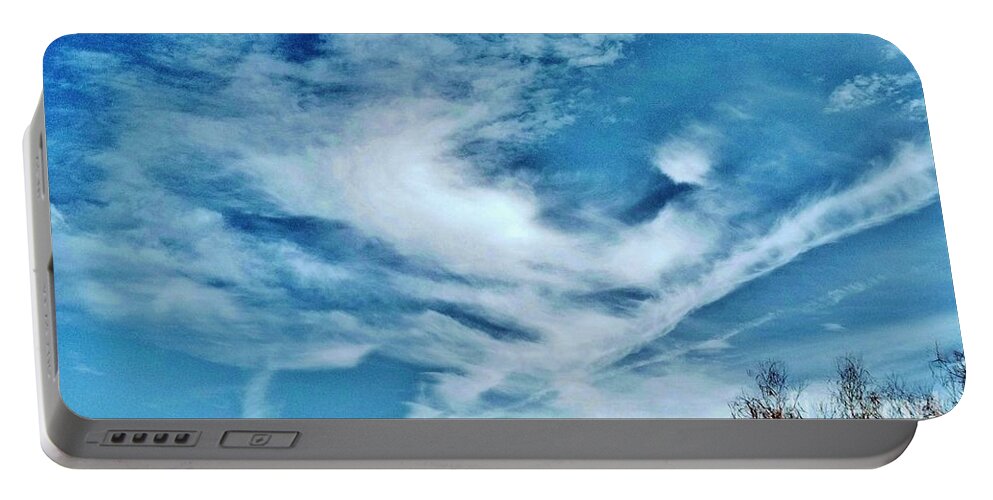 Esert Cloudy Sky Portable Battery Charger featuring the photograph BirD CLouD SoaRinG By by Angela J Wright