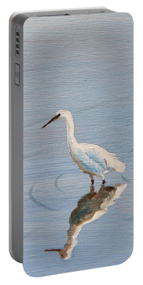 Animals Portable Battery Charger featuring the painting Bird in a Pond by Masha Batkova